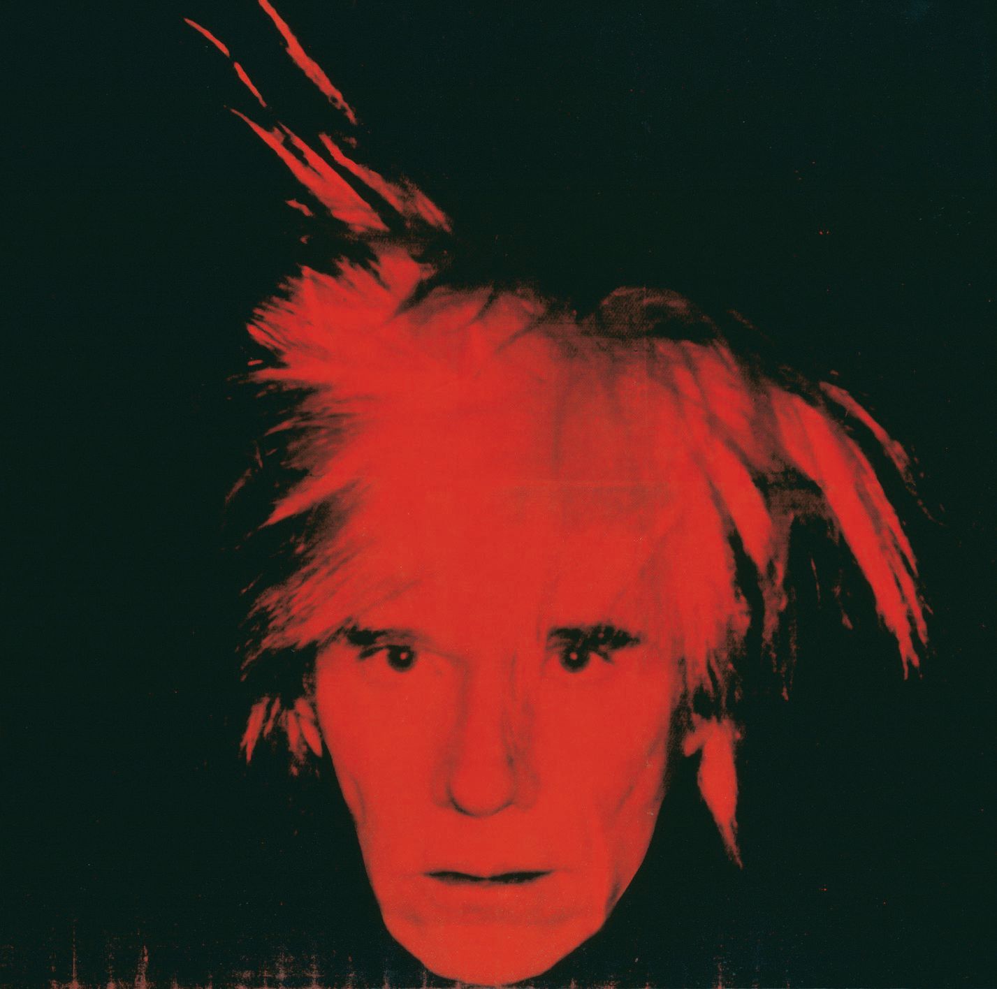 Andy Warhol, “Self-Portrait” (1986, acrylic paint and screenprint on canvas), 2,032 by 2,032 mm PHOTO COURTESY OF ASPEN ART MUSEUM, © 2021 THE ANDY WARHOL FOUNDATION FOR THE VISUAL ARTS, INC. / LICENSED BY ARTISTS RIGHTS SOCIETY (ARS), NEW YORK, PHOTO © TATE