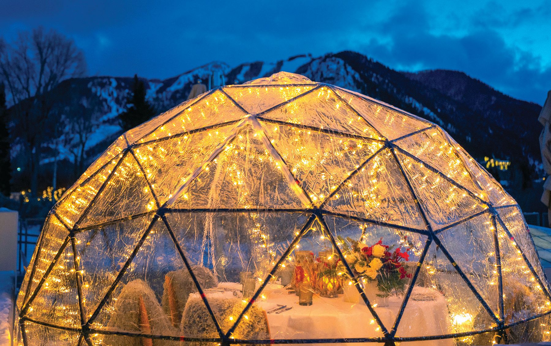 Plato’s at the Aspen Meadows is serving dinner in alfresco igloos. PHOTO COURTESY OF ASPEN MEADOWS