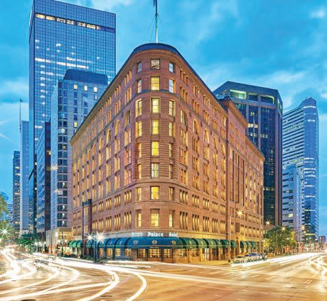 Present-day view of the triangle-shaped exterior in downtown Denver. PHOTO COURTESY OF THE BROWN PALACE HOTEL & SPA, AUTOGRAPH COLLECTION
