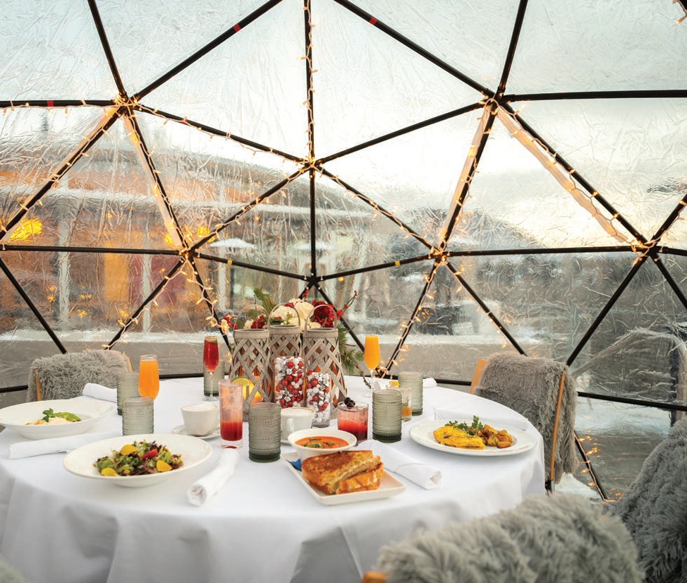 Igloo dining at Aspen Meadows Resort can be enjoyed throughout the day ASPEN MEADOWS PHOTO BY DAN BAYER